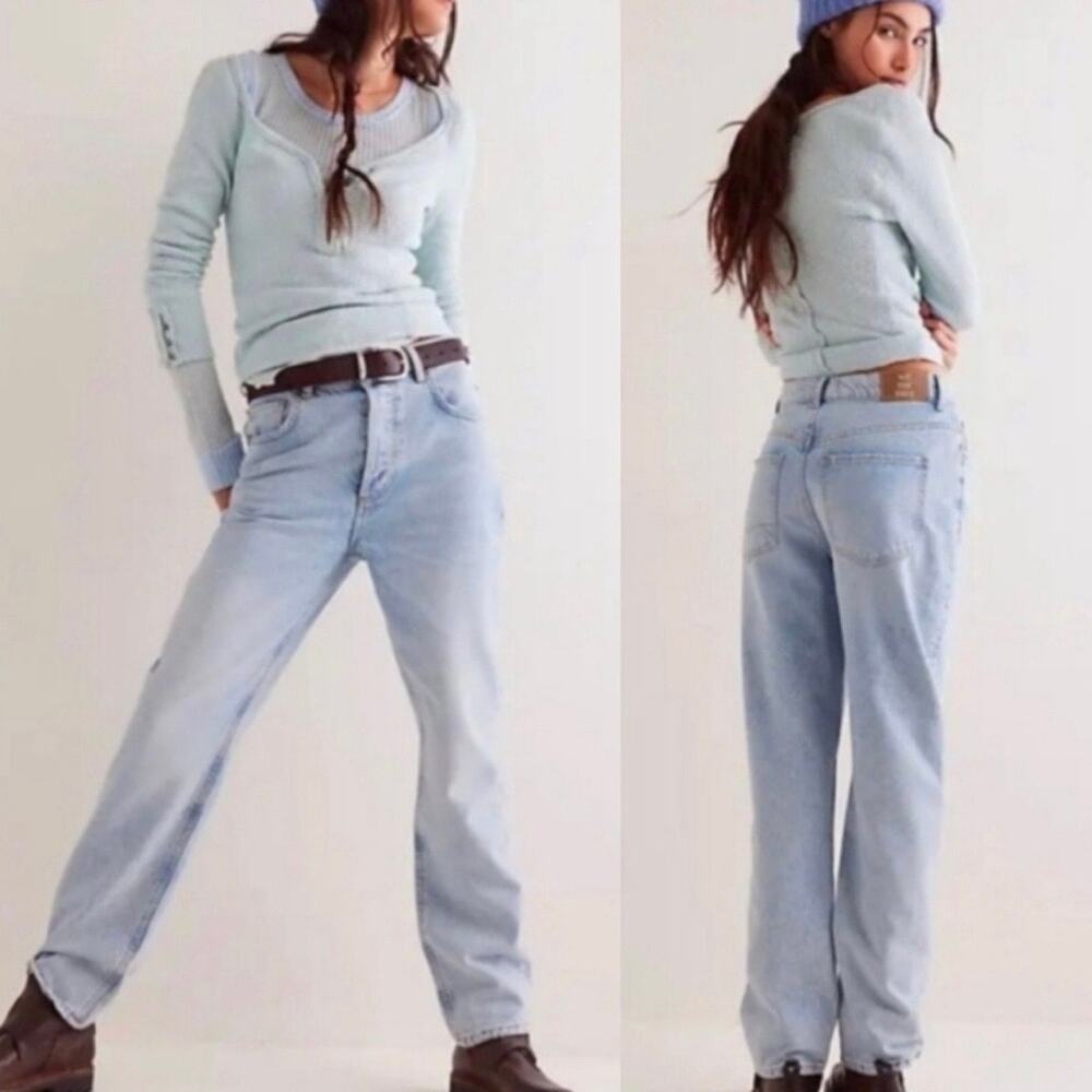 NEW Free People We The Free Zane Mid Rise Relaxed Slim Straight Leg Jeans 25 - Picture 2 of 9